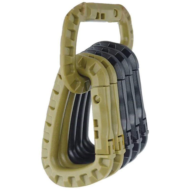 Högkvalitativ karabiner klättra CLAP CLIP HOOK RACKPACK MOLLE SYSTEM D BUCKLE TACTICAL Outdoor Bag Camping Climbing Accessories