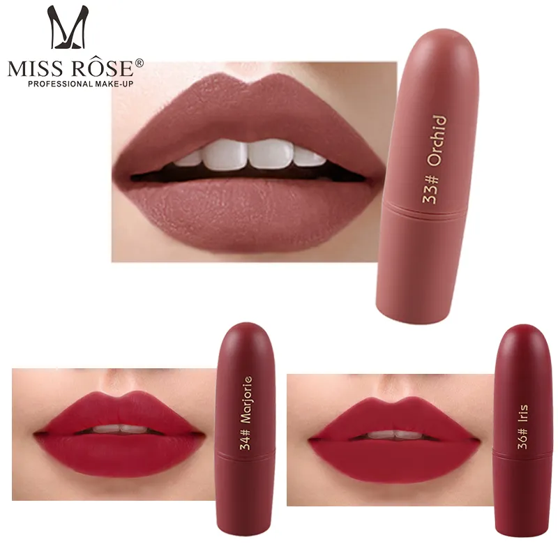 Maquillage pour les lèvres chaudes Miss Rose Matte Rouge à lèvres Bullet Rouge à lèvres Kit professionnel pour les lèvres 20 couleurs Livraison gratuite