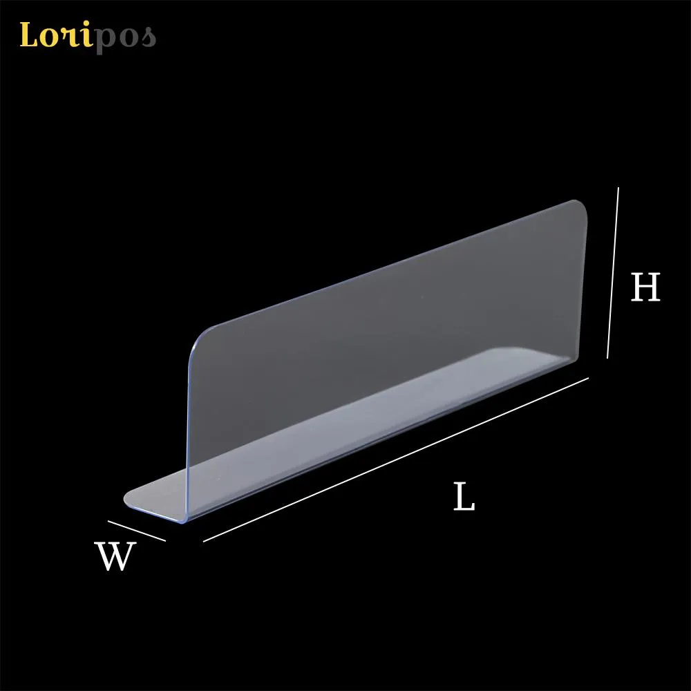 Plastic PVC Thick 0.8mm Clear Storage Rack Shelf Dividers Side Splitter Holder In Supermarket Retail Stores 20pcs Shelf Edge