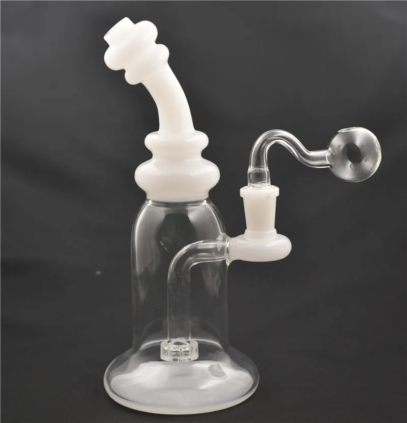 8 "Bongs en verre Pipe à eau Dab Oil Rigs Matrice en nid d'abeille Perc verre Beake Bong Heady recycle Bubbler bong à eau avec un tuyau de brûleur à mazout de 14 mm a