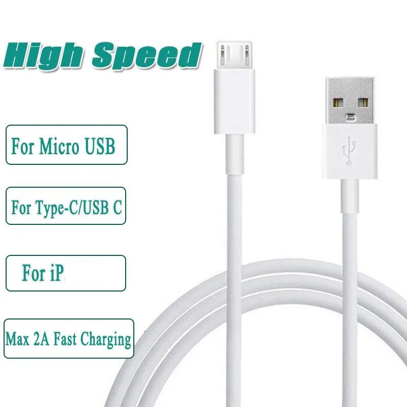 1M 3ft Charge rapide Type C Cable Cordon USB C Micro V8 Cordon pour téléphone Android Samsung S6 S7 S8 S9 S10 LG G5 HTC Huawei P 6 7 8