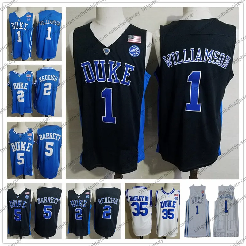 NCAA Duke Blue Devils # 1 Zion Williamson 5 RJ Barrett 2 REDIZ 35 Bagley III Basketball Jersey Top Qualität Bester Preis S-3XL