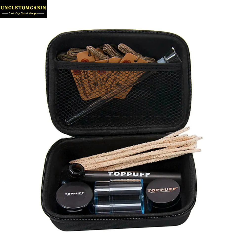 Top Puff Toppuff Kit Metal Ziołowy Ziół Tobacco Grinder + Toppuff Hajna Szklana Rura wodna + Plastikowa Wodoodporna Kontener Przechowywania Słoik