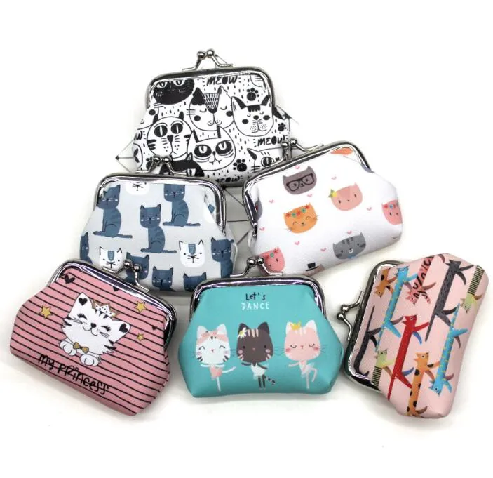 Cartoon Cat Moeda Bolsa Mulheres Mini Carteiras Crianças Embraiagem Dinheiro Sacos Feminino Bolsa Hasp Alterar Bolsa Bonito Meninas Zero Carteira Carteira