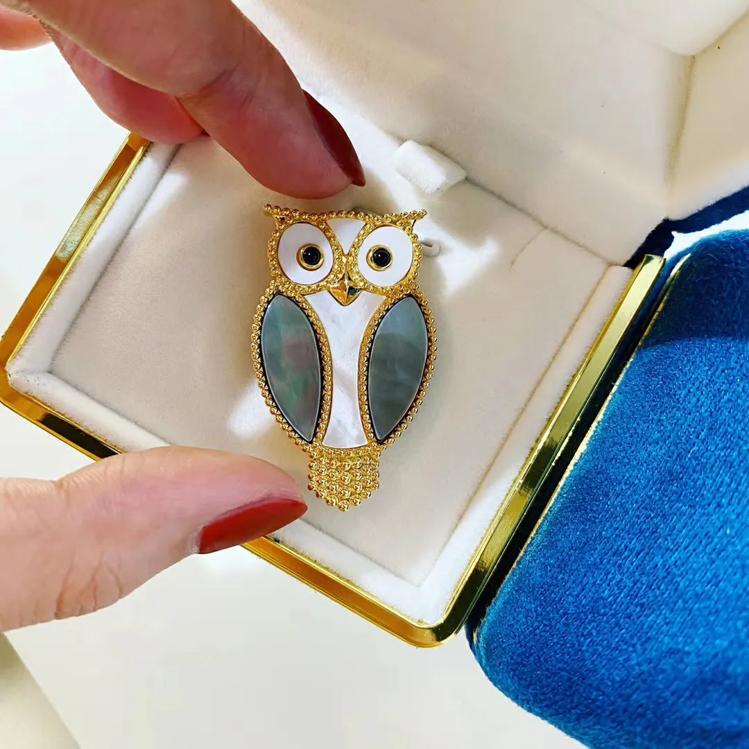 Moda-2020 series designer de luxo de luxo broche de animais coruja acessórios de moda broche de caixa de presente adicional mulheres