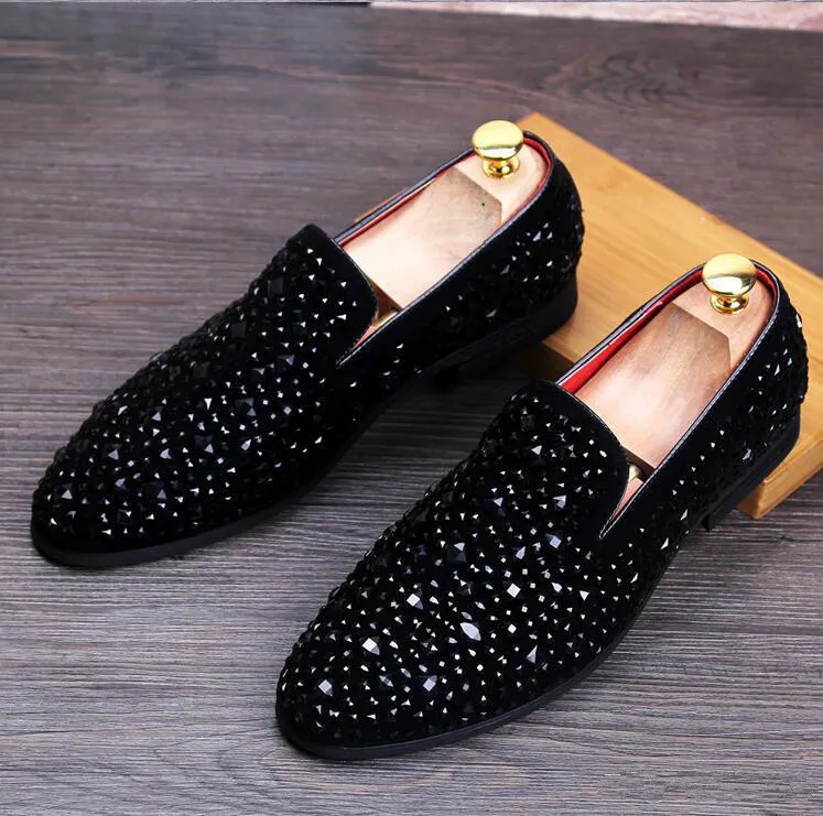 Promosyon Rahat Çok Renkli Glitter Pullu Loafer'lar Erkek Elbise Ayakkabı Erkekler Flats Ayakkabı Moda Chaussures Mariage