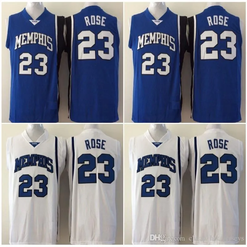 2020 Tigers Derrick Rose College Basketball Jersey Derrick＃23ローズ大学ステッチジャーズズブルーホワイトメンズ安いS-XXL