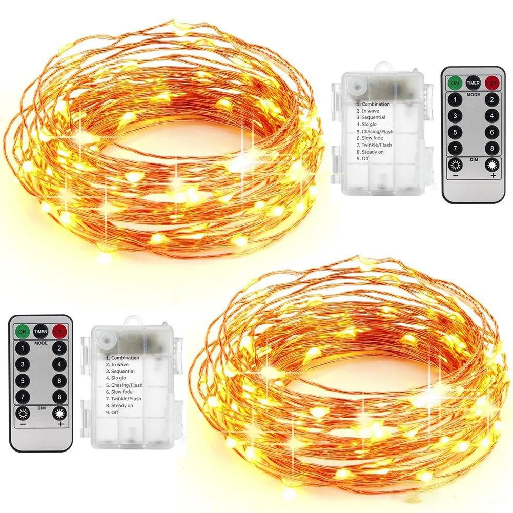 10m 100leds batterij geëxploiteerde LED kerstvakantie bruidspartij decoratie festi led koperdraad string fee lichten lampen