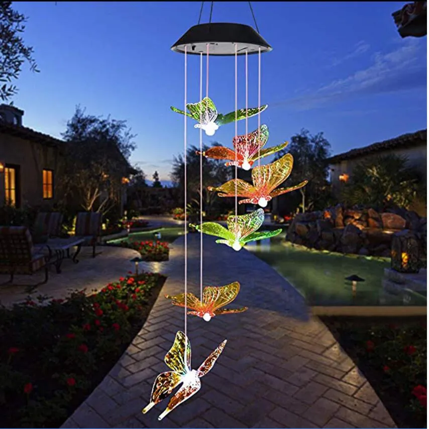 Tipi di lampade a luce solare alimentate a LED Wind Chime Cambia colore a spirale Outdoor Navidad Xmas Garden