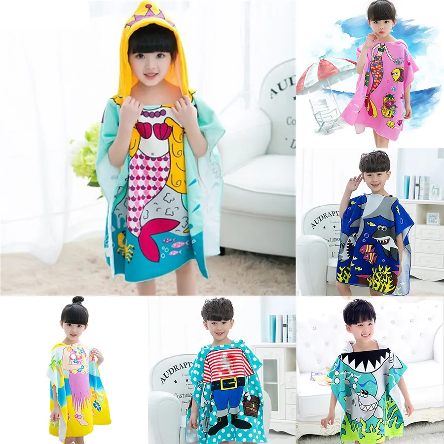 21 Styles Mermaid Bathrobe Kids Robes Cartoon Animal Shark Nightgown