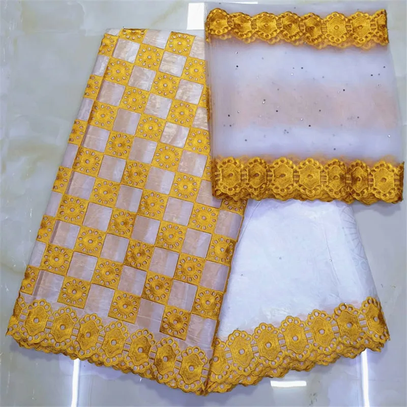 Cuenca de tela africana riche getzner bazin brode getzner dentelle tissu material de encaje nigeriano de alta calidad 7 yardas/lotYKB-1