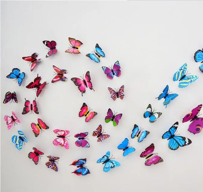 Brand New 12PCS 3D PVC Magnetic DIY Butterfly Wall Decoration Sticker Home Room With Double Side Glue Fridge Magnet