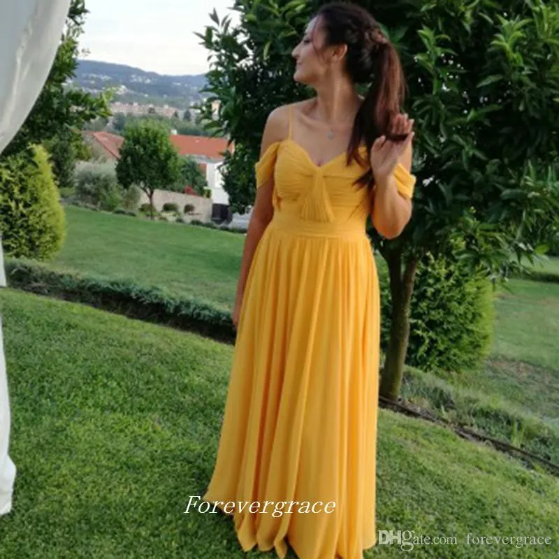 2019 Schulterfreies Brautjungfernkleid, elegantes A-Linie-Chiffon-Kleid für Trauzeugin, Hochzeitsgast, Übergröße