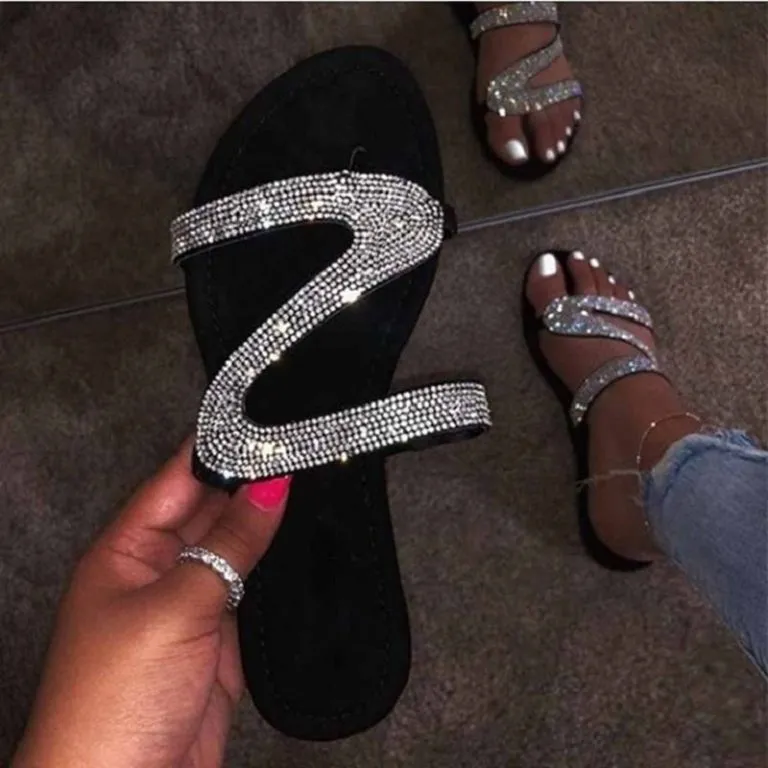 Diamond studded shop flip flops