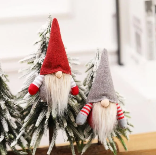 Noel El Yapımı İsveçli Gnome İskandinav Tomte Santa Nisse Nordic Peluş Elf Oyuncak Masa Süsleme Noel Ağacı Süsleri GB1553