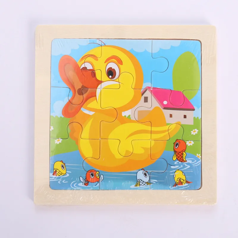 no repeat 11*11CM Kids Toy Wood Puzzle Wooden 3D Puzzle Jigsaw for Children Baby Cartoon Animal/Traffic Puzzles Educational Toy