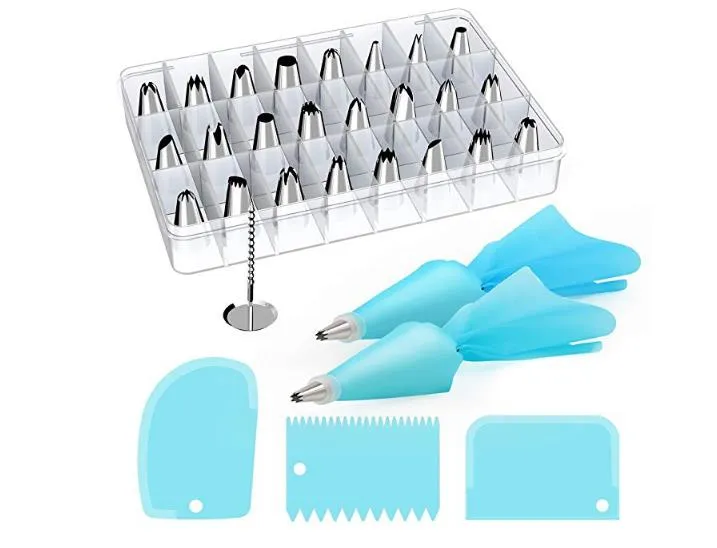 Cake Decorating Supplies Gereedschap Kit Roestvrij Staal Bakken Icing Tip Siliconen Spuitzak Icing Smoothers Bloem Nagels Herbruikbare Koppeling