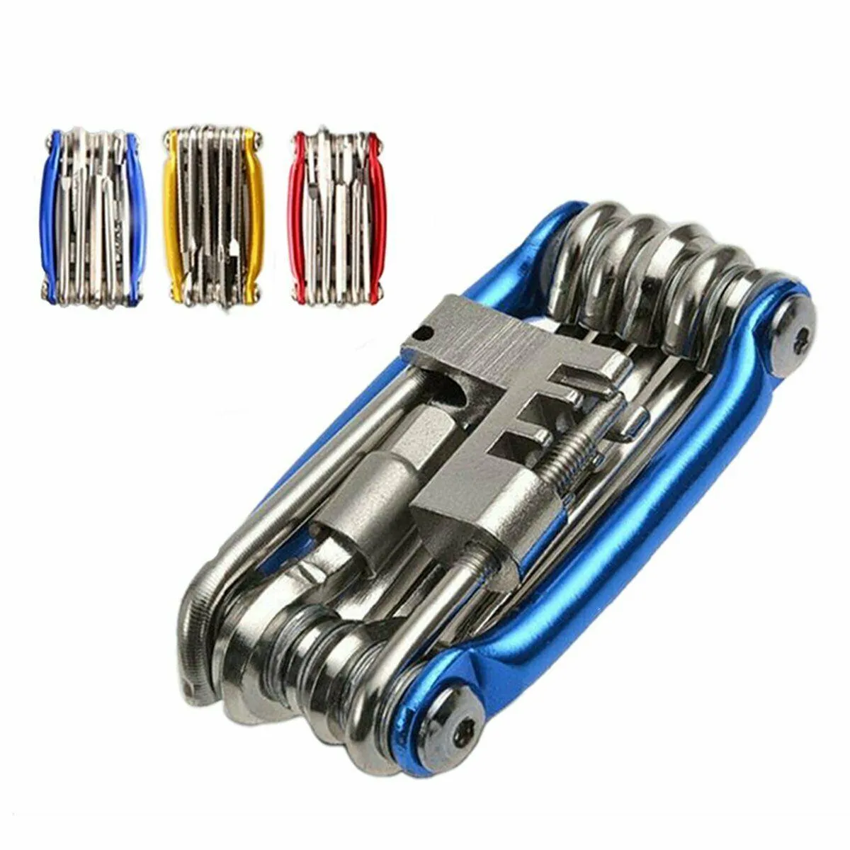 4 Färger Cykel Reparationsverktyg Bike Pocket Multi Function Folding Tool 11 i 1 Cykelnyckelnyckel Reparation Set Handverktyg CCA11722 10PCS