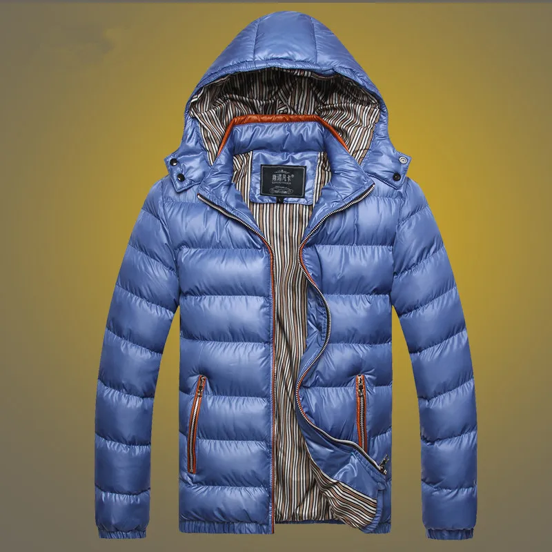 5 Colors Mens Winter Jackets Thicken Jackets Warm Coat Fashion Casual Solid Color Hooded Warm Coat M 5XL