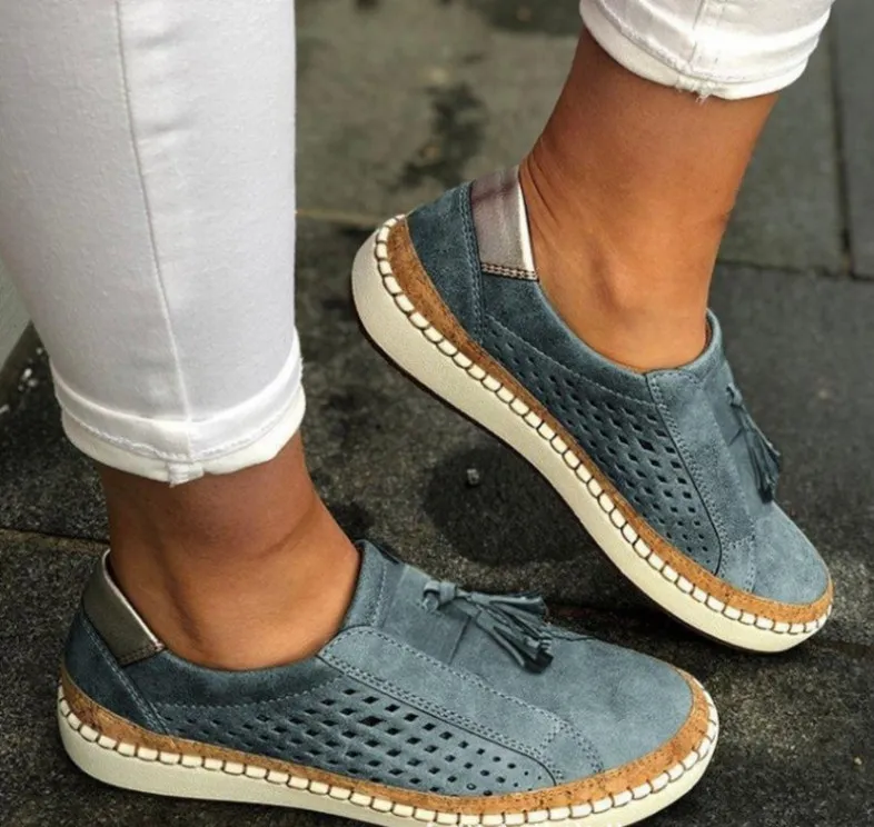 Femmes Designer Espadrilles Chaussures Automne Nouveaux Mocassins En Maille À Semelle Plate Chaussures De Mode Respirant Plate-Forme Baskets Slip-on Chaussure Grande Taille 35-43