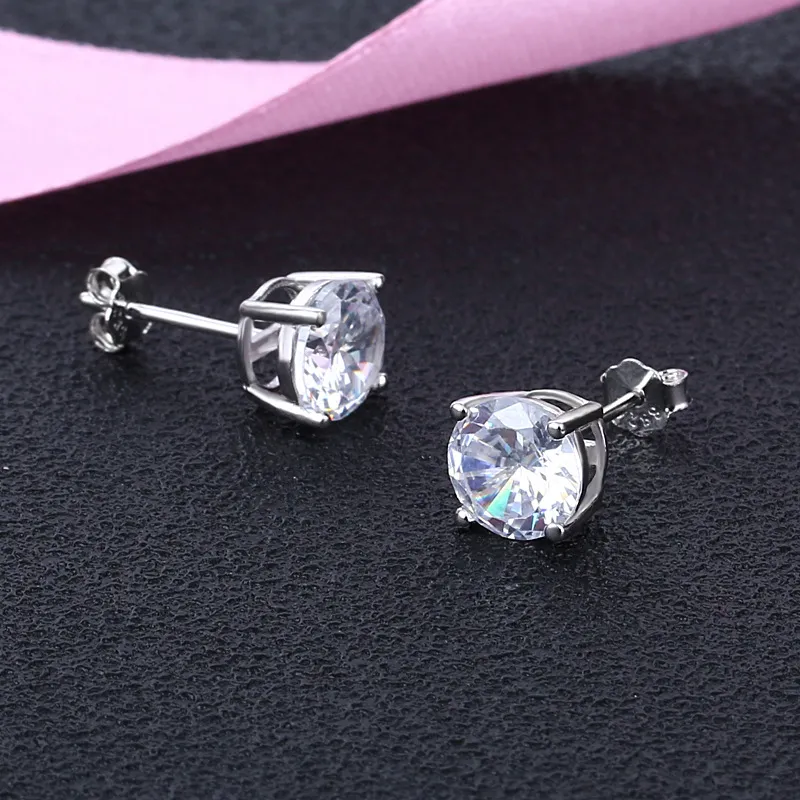 Boucles d'oreilles en argent sterling 925 plaquées or 18 carats en argent brillant avec diamant simulé et zircone cubique pour femmes, filles, hommes