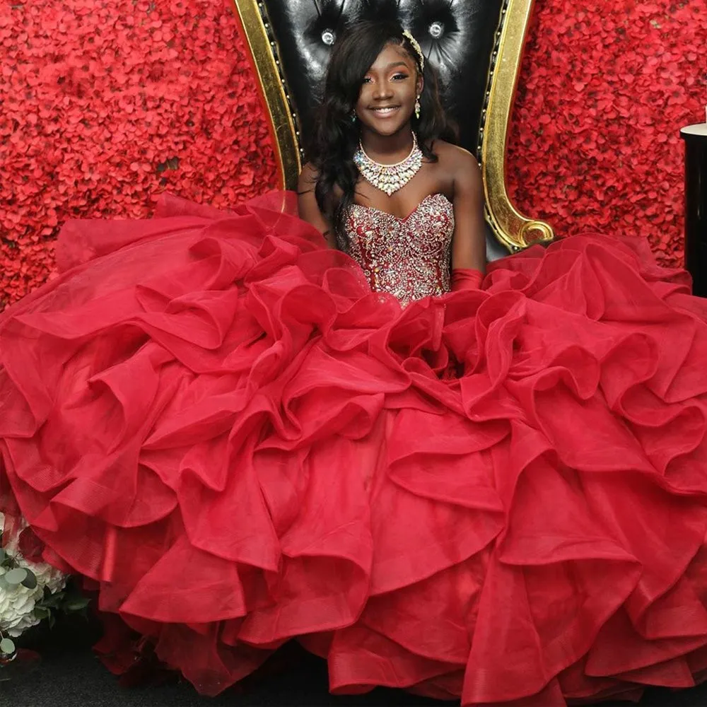 red black and white quinceanera dress