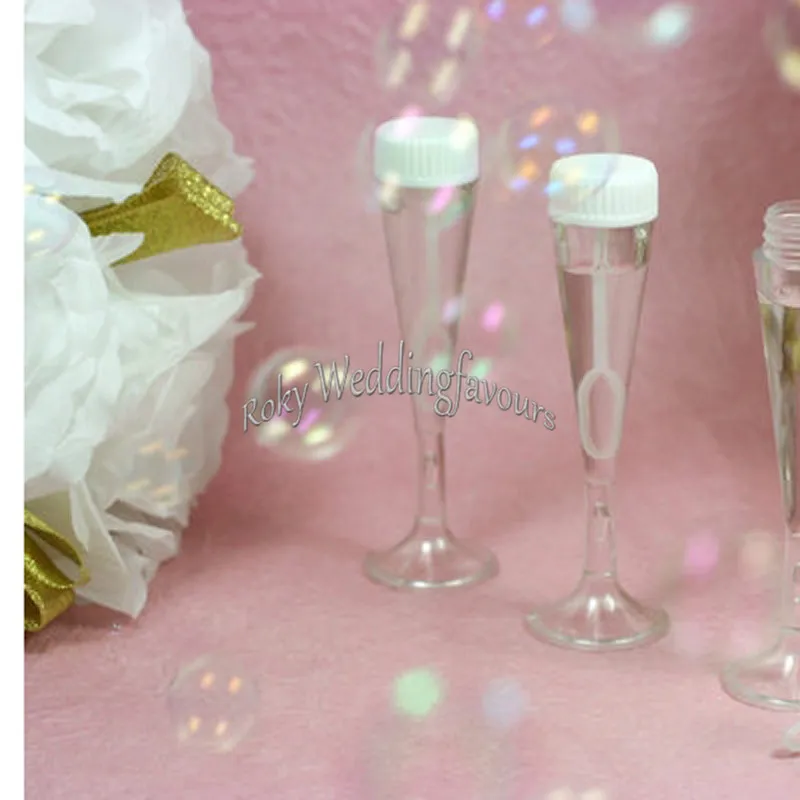 50pcs Champagne Glass Bubble Bottiglie di acqua di sapone Bomboniere per feste di fidanzamento Ricevimento Forniture Evento Anniversario Decorazioni per la tavola