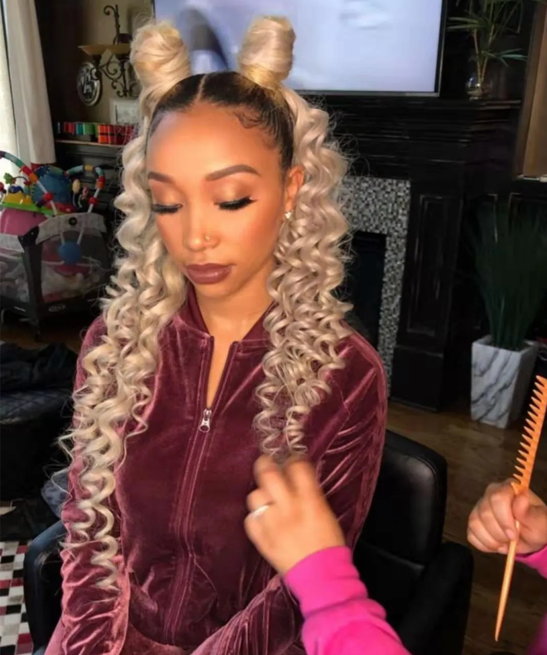 Ponytail Long blonde hair piece deep Wave 2020 23 main image 4