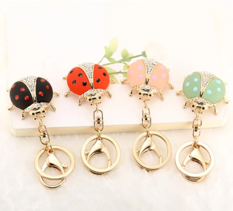 Rhinestone Ladybird Key Ring Cute and Shining Keychain Classics Insect Pendant Bag Charm Key Chain Accessories for Car Keys