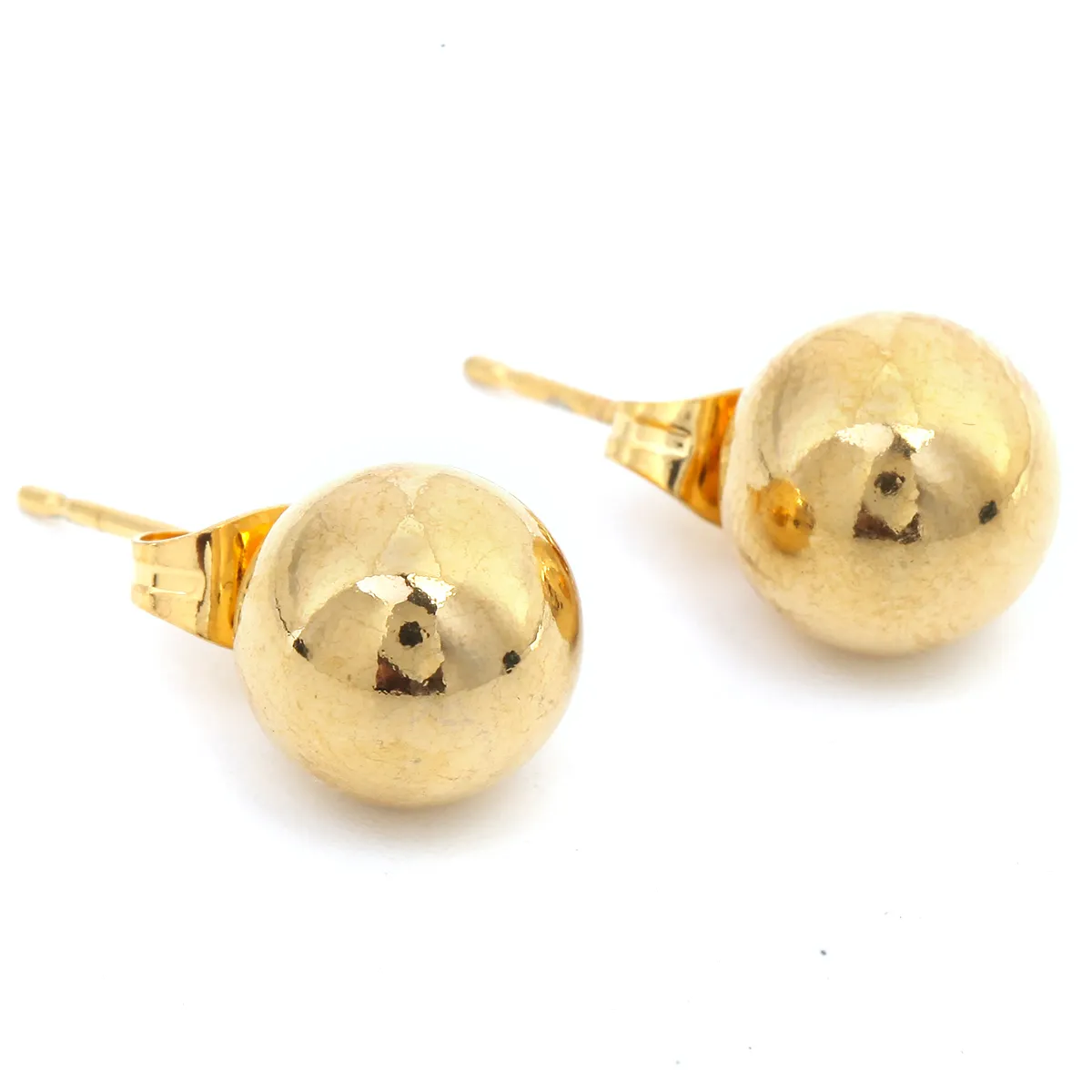 Boucles d'oreilles boule simple à la mode Incroyable lisse jaune bicolore or femelle hémisphère boucles d'oreilles