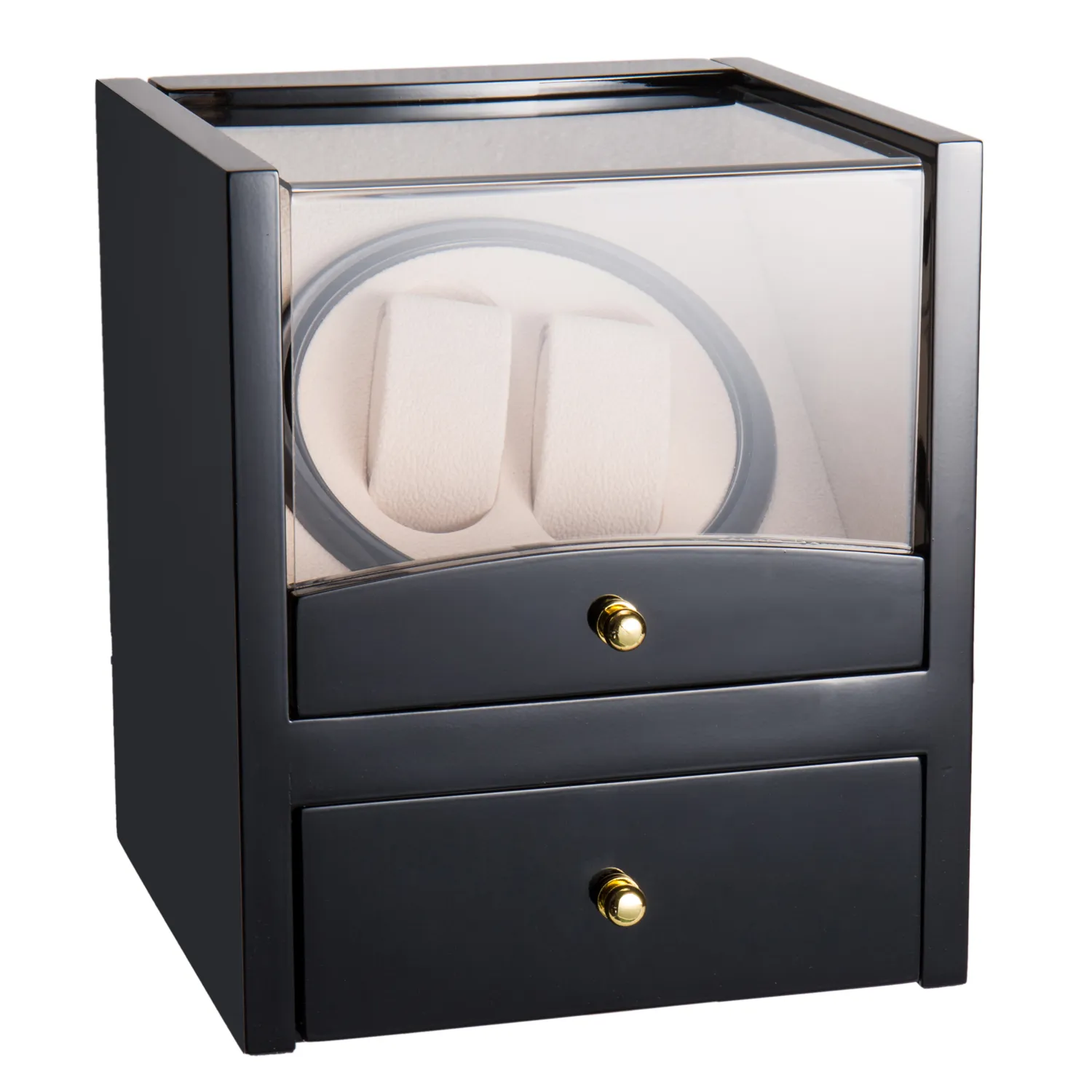 EU Stock Watch Winder caixa de exibição rotação automática de armazenamento Casos 2 Grades de madeira com jóia PU Leather Box