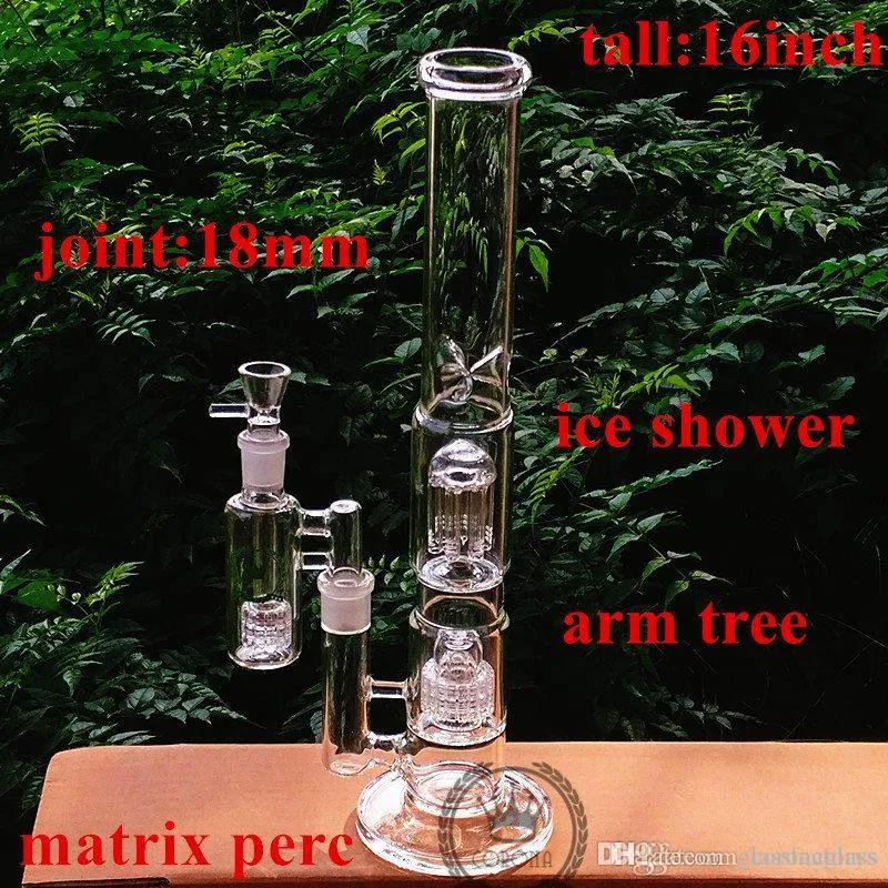 Glas Hookah Bong 16 inches Waterpijp Handgeschilderde beker Dragon met Ice Pinch 16 inch Roken Bubbler