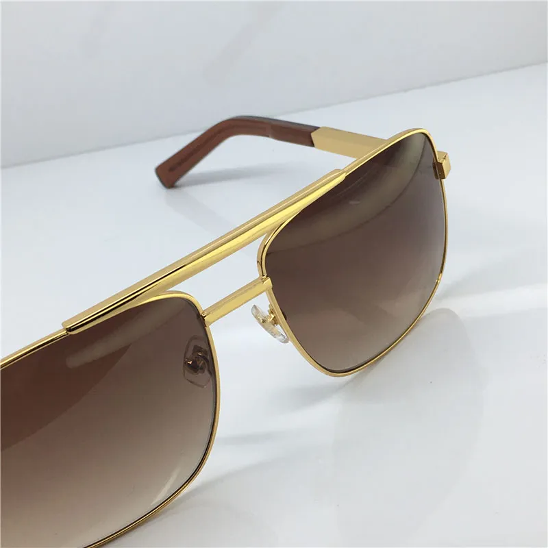 Luxuriöse, modische, klassische Designer-Sonnenbrille für Herren, Metall, quadratisch, goldfarbener Rahmen, UV400, Vintage-Stil, Schutzbrille mit Box
