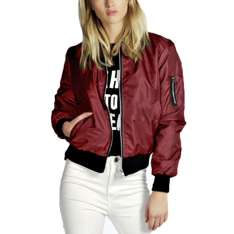 Frühling Herbst Frauen Dame Dünne Jacken Mode Grundlegende Bomber Jacke Langarm Mantel Lässig Stehkragen Dünne Slim Fit Oberbekleidung