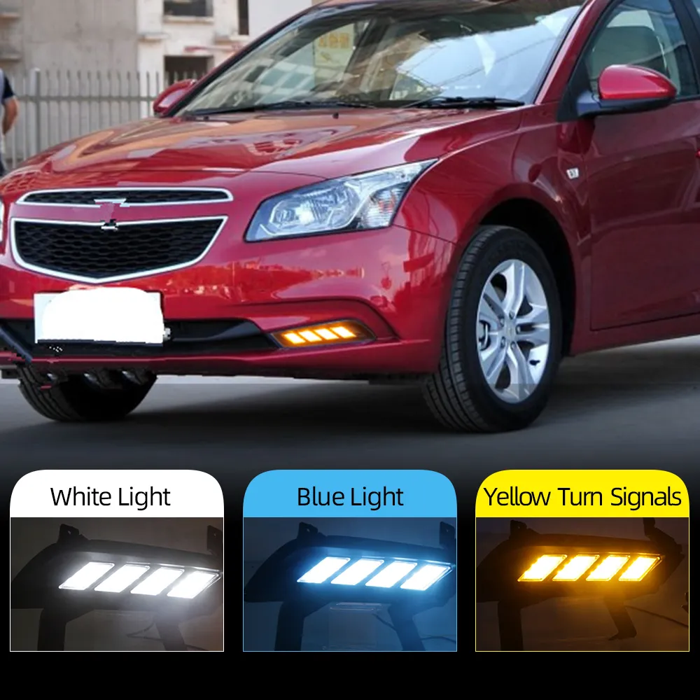 2 sztuk dla Chevroleta Cruze 2014 2015 2016 DRL dzienne światła do jazdy z żółtą obrotową światłem dziennym