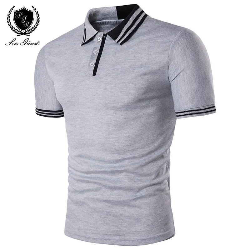Summer New Brand Mens Polo Shirt Short Sleeve Solid Button Two