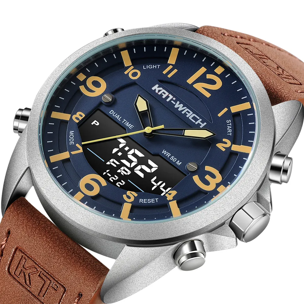 KT Wristwatch Mens Luxury Watch for Men Leather Watch Man Military Army Style Quartz Digital Gents Casual Waterproof KT1818