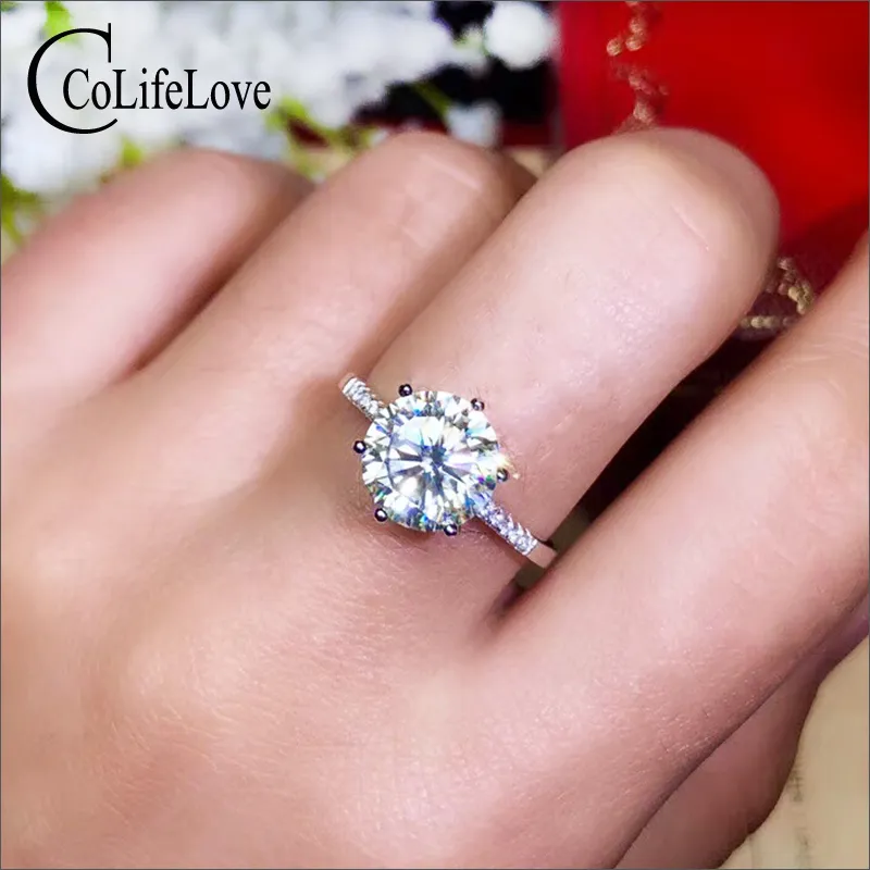 Colife Sieraden 1CT 2CT 3CT MOISSANITE RING VOOR ENGAGEMENT D COLOR VVS1 Grade Moissanite Silver Ring Classic Wedding Ring