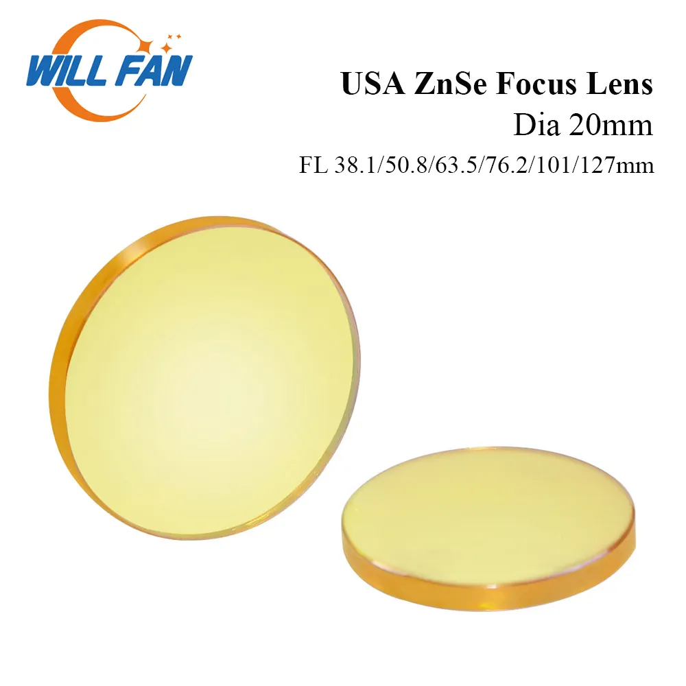 Will Fan Dia 20mm USA Znse Focus Lens Fl 38.1mm 50.8mm 63.5mm 76.2mm 101mm for co2 laser engrave machine