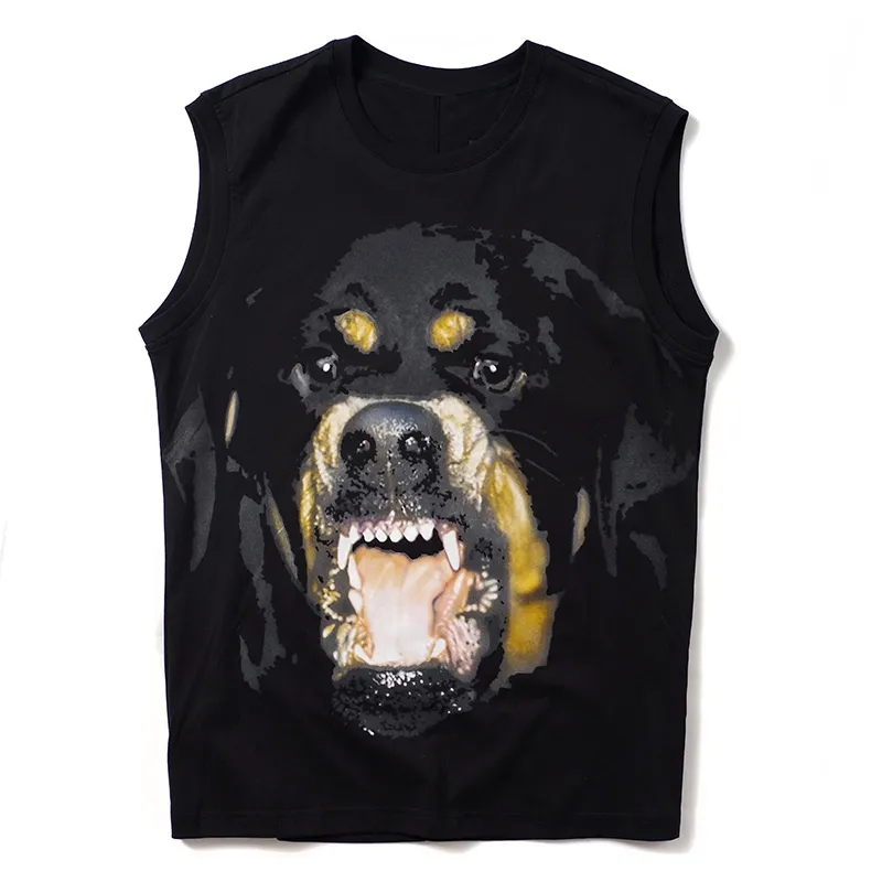 メンズスタイリストのTシャツノースリーシスファッション犬の印刷スタイリストノースリーブの高品質男性女性ヒップホップティーサイズS-2XL