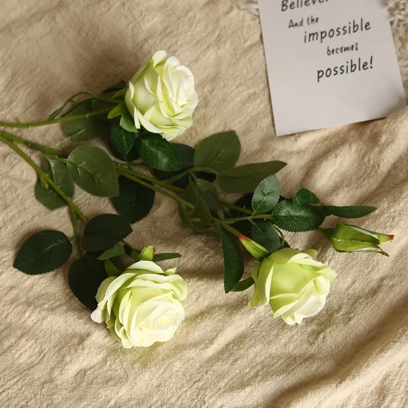 Poundstretcher Artificial Flowers Single Branch 4 Heads Roses Silk