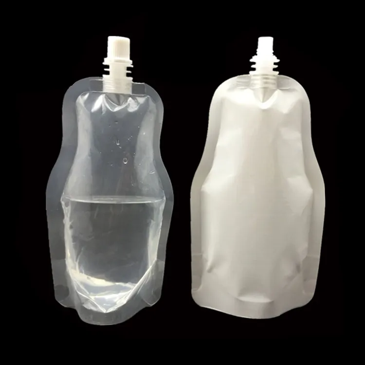 Gourde transparente (type Doypack) 200ml avec bouchon blanc