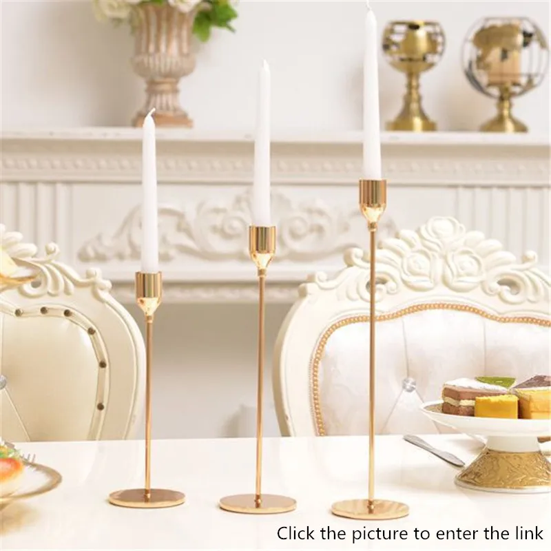 3 unids/set candelabro de Metal europeo Simple decoración de boda dorada Bar fiesta sala de estar decoración del hogar