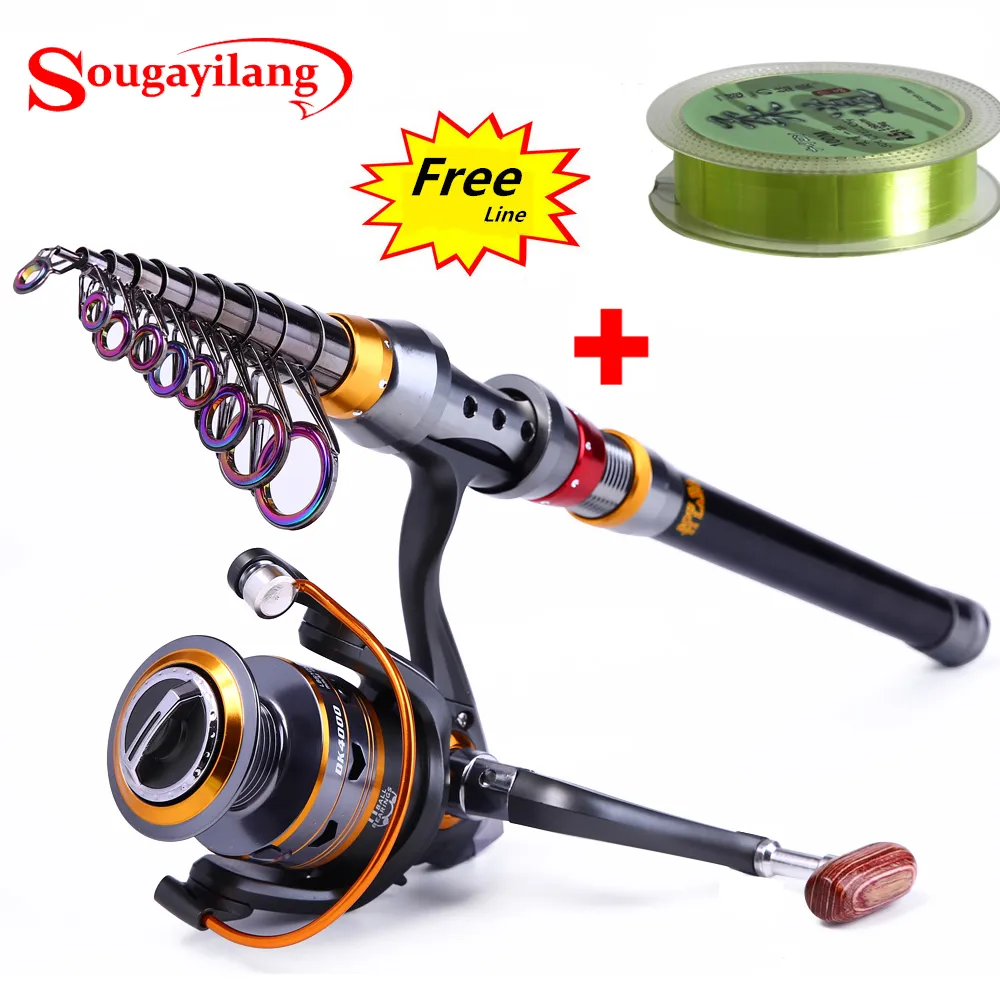 Sougayilang 1.8-3.6m Teleskopisk fiskestång och 11BB Fiske Relhjul Portable Travel Fishing Rod Spinning Rod Combo