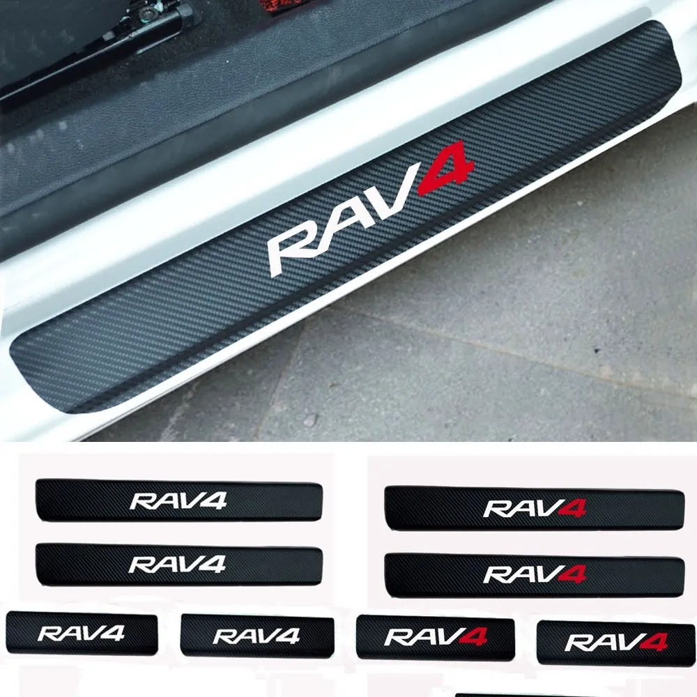 Carbon Fiber Vinyl Sticker Car Door Sill Protector Scuff Plate For