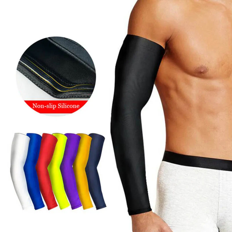 1pair Basketball Cotoveleira aptidão Armguards respirável Quick Dry Proteção UV Correndo braço mangas Esportes Ciclismo Arm Warmers