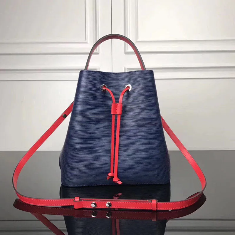 원래 고품질 NEONOE LUXURY 어깨 가방 가죽 양동이 가방 여성 유명 브랜드 디자이너 핸드백 고품질 꽃 쇼핑 가방