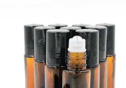 10ML (1 / 3OZ) AMBER سميكة الزجاج لفة على الزيوت العطرية زجاجة بكرة الفولاذ المقاوم للصدأ الكرة BY DHL شحن مجاني 1000PCS / الكثير