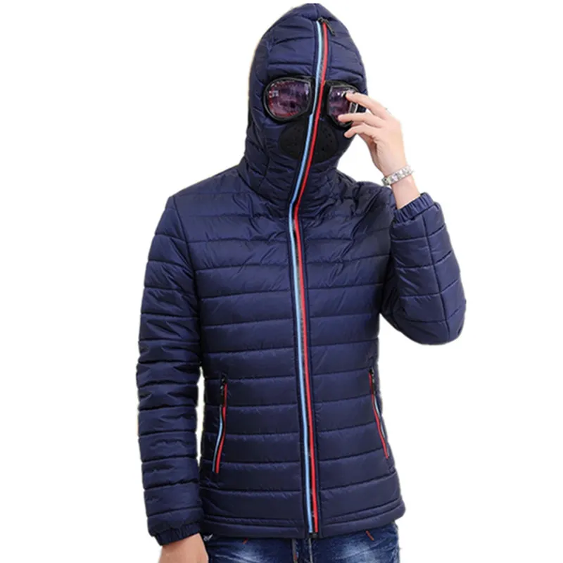 メンズ暖かいカメラ子供防曇キルティングジャケット冬のジャケット男性のパッケースパッド入りのフード付きコート