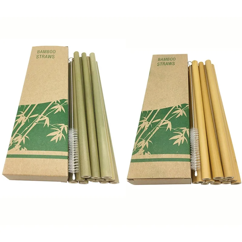 Bambus-Trinkhalme-Set, wiederverwendbar, mit Etui und Bürste, natürlicher, biologisch abbaubarer Einwegartikel, Großverkauf, Großpackung